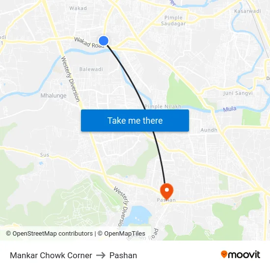 Mankar Chowk Corner to Pashan map