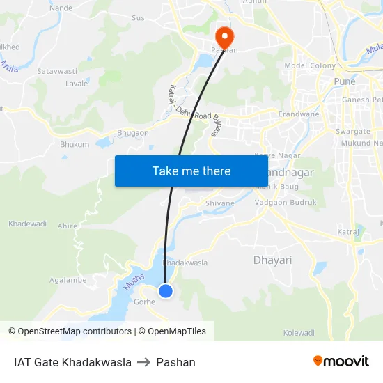 IAT Gate Khadakwasla to Pashan map