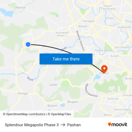 Splendour Megapolis Phase 3 to Pashan map