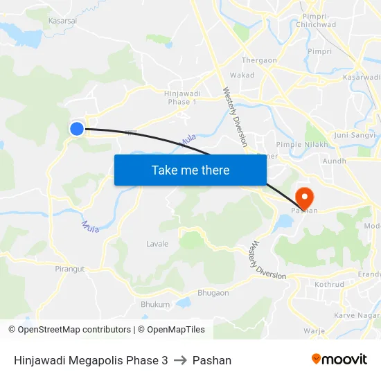 Hinjawadi Megapolis Phase 3 to Pashan map