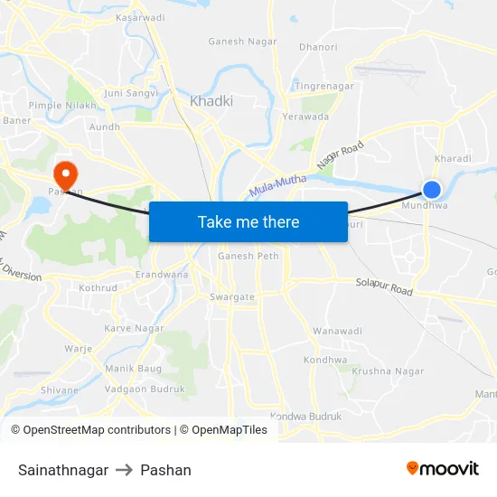 Sainathnagar to Pashan map