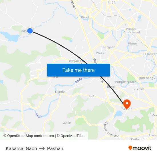 Kasarsai Gaon to Pashan map