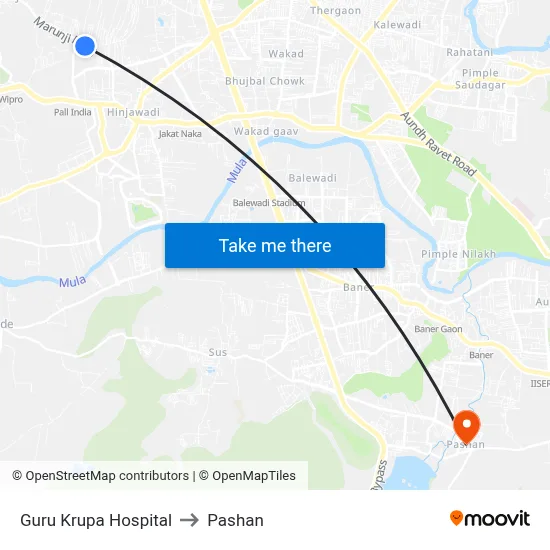 Guru Krupa Hospital to Pashan map
