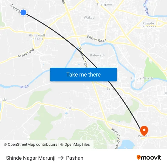 Shinde Nagar Marunji to Pashan map