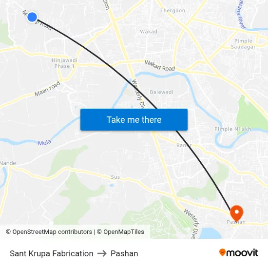Sant Krupa Fabrication to Pashan map