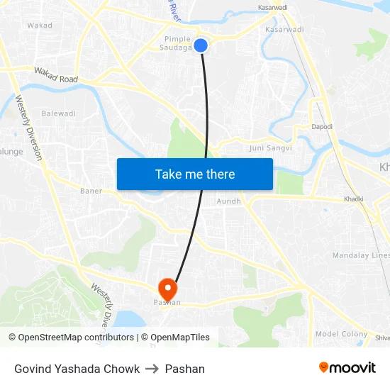 Govind Yashada Chowk to Pashan map