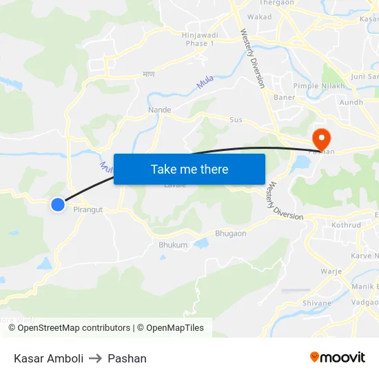 Kasar Amboli to Pashan map