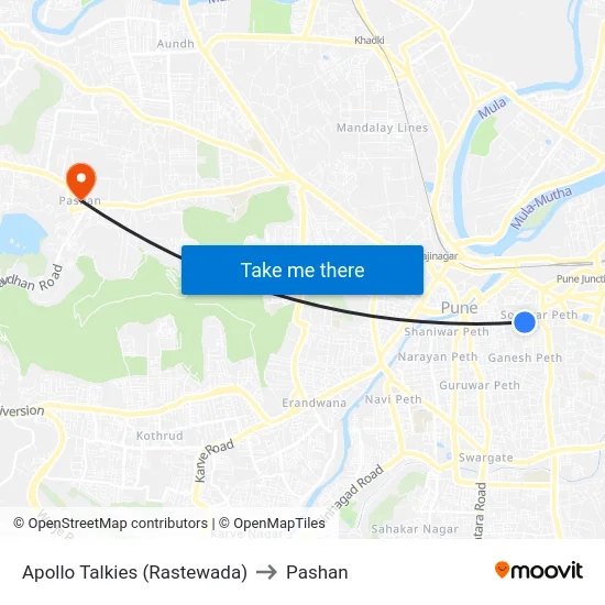 Apollo Talkies (Rastewada) to Pashan map