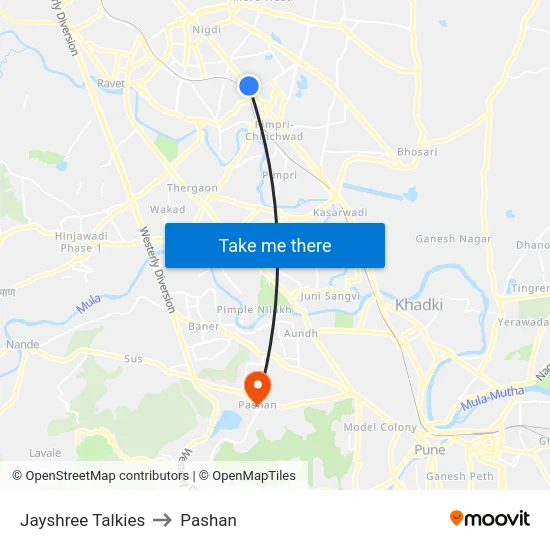 Jayshree Talkies to Pashan map