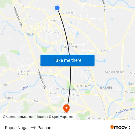 Rupee Nagar to Pashan map