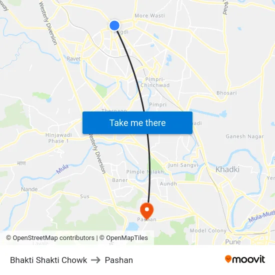Bhakti Shakti Chowk to Pashan map