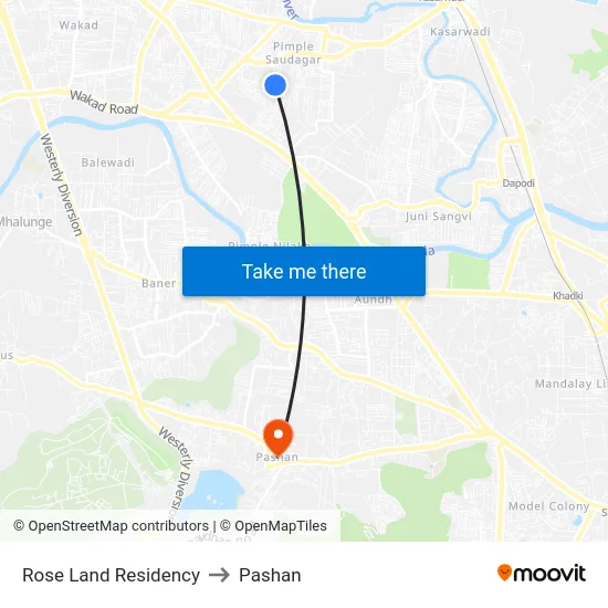 Rose Land Residency to Pashan map