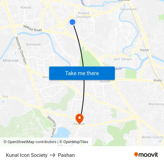 Kunal Icon Society to Pashan map