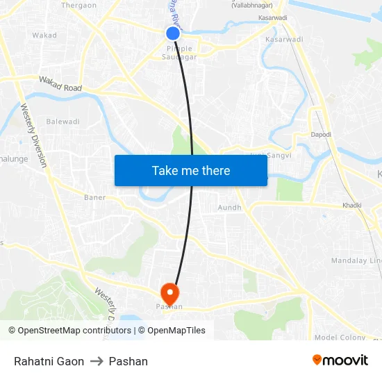 Rahatni Gaon to Pashan map