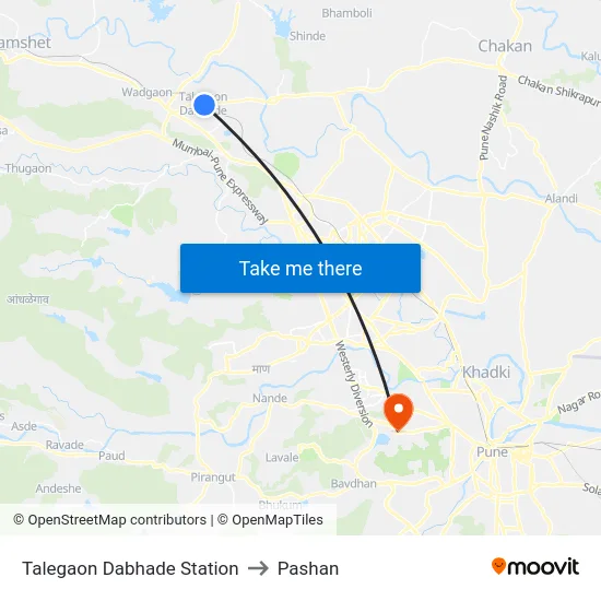 Talegaon Dabhade Station to Pashan map