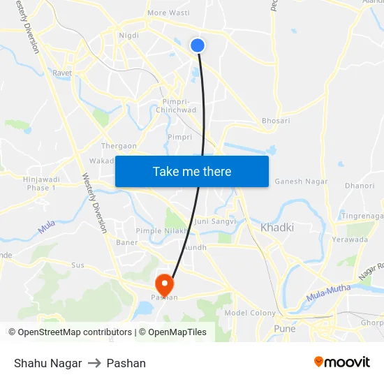 Shahu Nagar to Pashan map