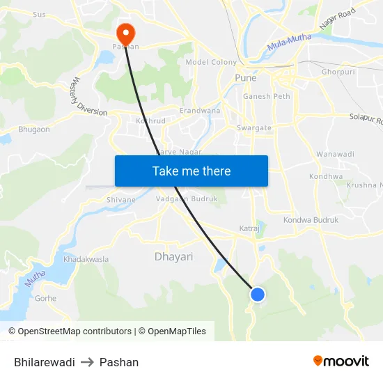 Bhilarewadi to Pashan map
