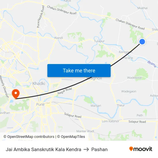 Jai Ambika Sanskrutik Kala Kendra to Pashan map