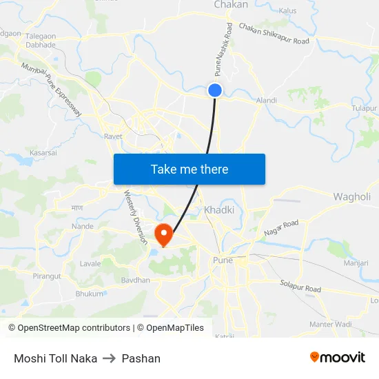 Moshi Toll Naka to Pashan map