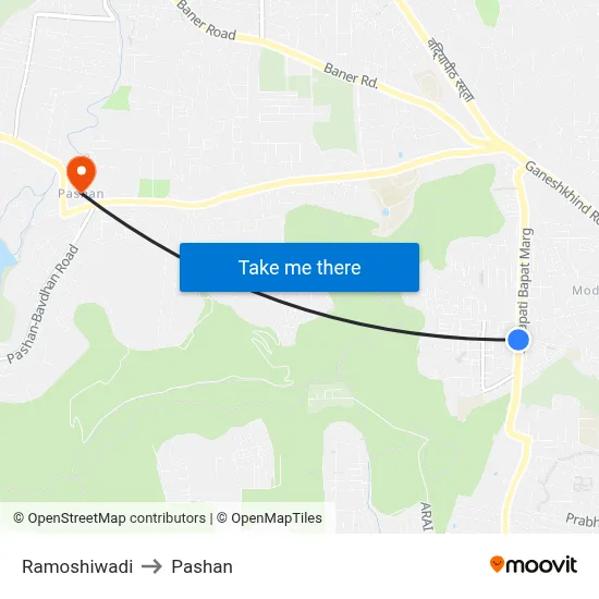 Ramoshiwadi to Pashan map