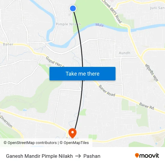 Ganesh Mandir Pimple Nilakh to Pashan map