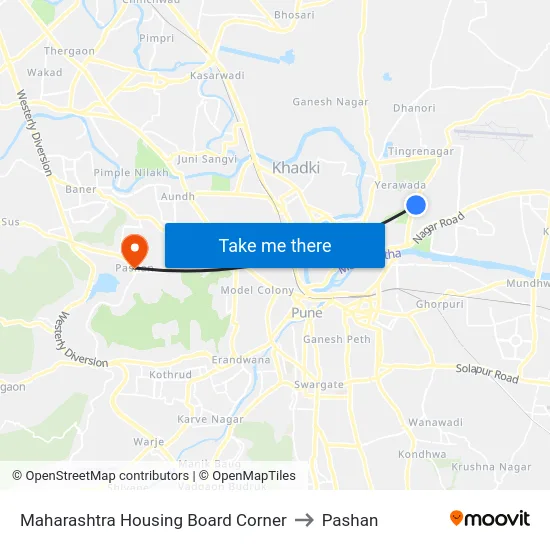 Maharashtra Housing Board Corner to Pashan map