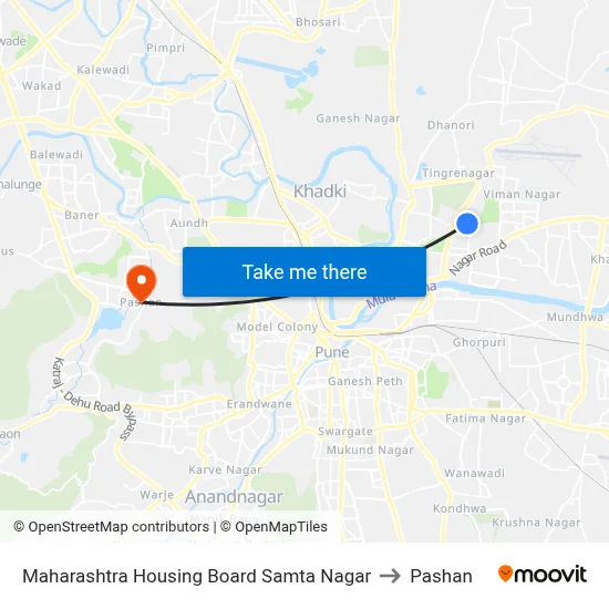 Maharashtra Housing Board Samta Nagar to Pashan map