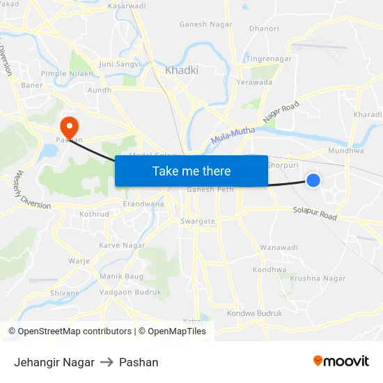 Jehangir Nagar to Pashan map
