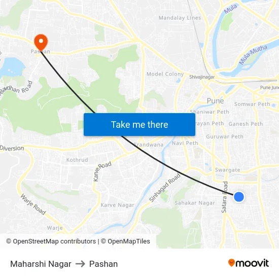 Maharshi Nagar to Pashan map