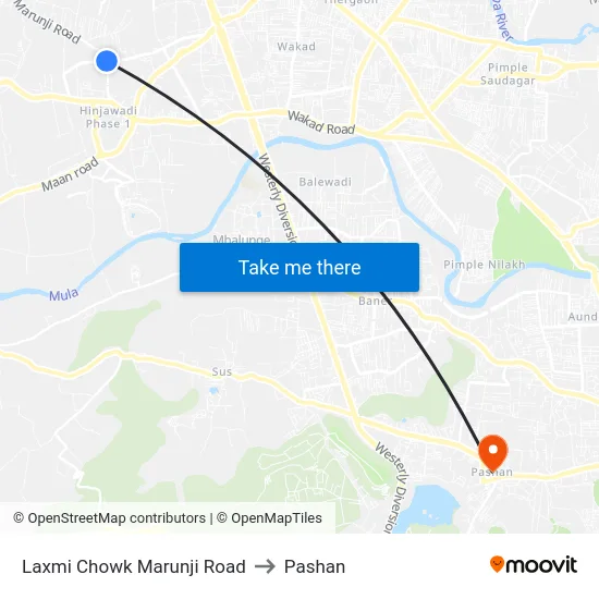 Laxmi Chowk Marunji Road to Pashan map