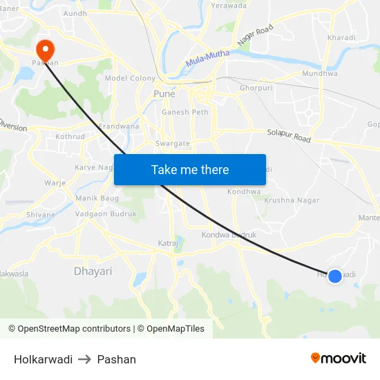 Holkarwadi to Pashan map