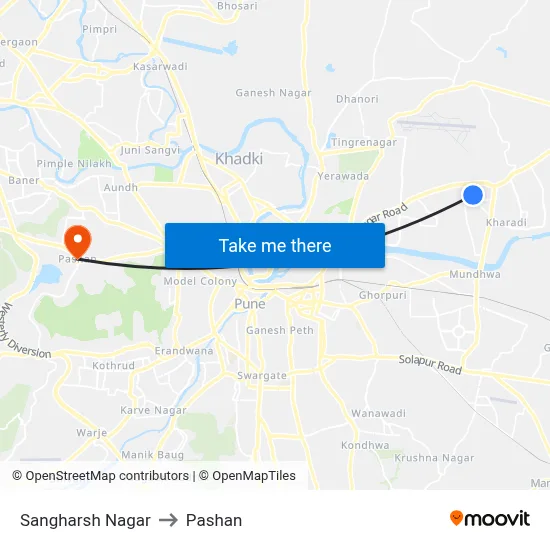 Sangharsh Nagar to Pashan map