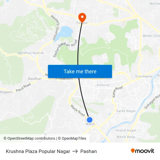 Krushna Plaza Popular Nagar to Pashan map