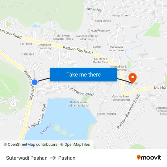 Sutarwadi Pashan to Pashan map