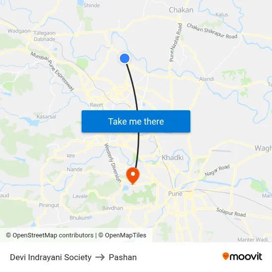 Devi Indrayani Society to Pashan map