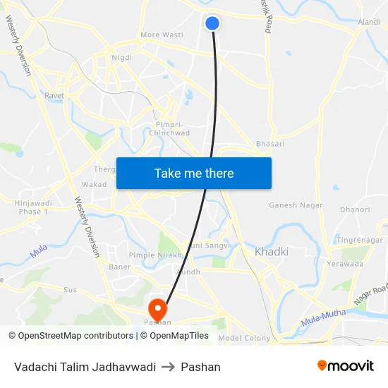 Vadachi Talim Jadhavwadi to Pashan map