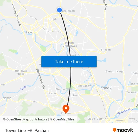 Tower Line to Pashan map