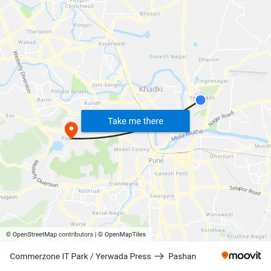 Commerzone IT Park / Yerwada Press to Pashan map
