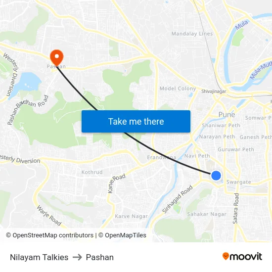 Nilayam Talkies to Pashan map