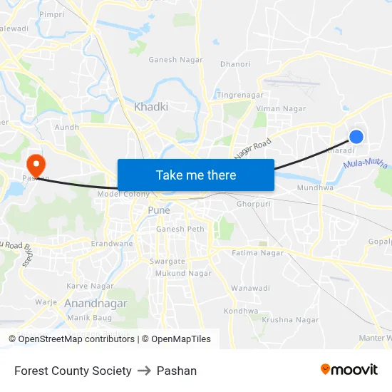 Forest County Society to Pashan map