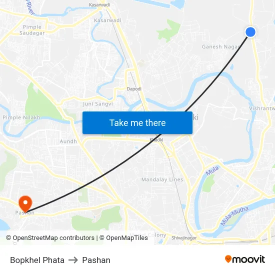 Bopkhel Phata to Pashan map