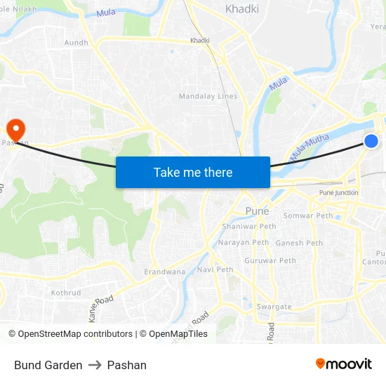Bund Garden to Pashan map