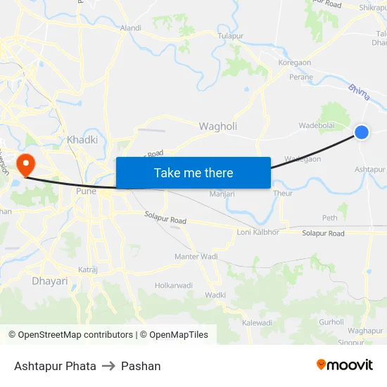 Ashtapur Phata to Pashan map