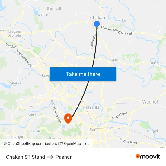 Chakan ST Stand to Pashan map