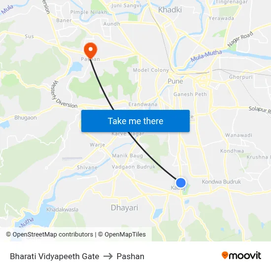 Bharati Vidyapeeth Gate to Pashan map