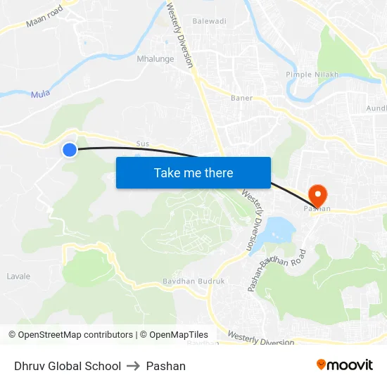 Dhruv Global School to Pashan map