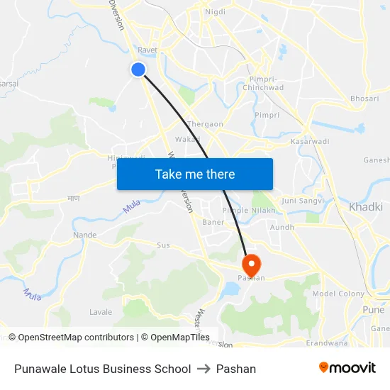 Punawale Lotus Business School to Pashan map