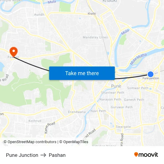 Pune Junction to Pashan map