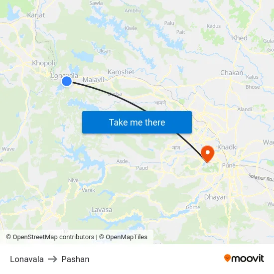 Lonavala to Pashan map