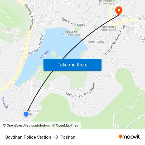 Bavdhan Police Station to Pashan map